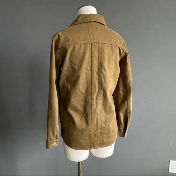 Sézane Tobacco Camel Olive Cotton Utility Jacket XS French Chore Shirt Parisian - Picture 5 of 10
